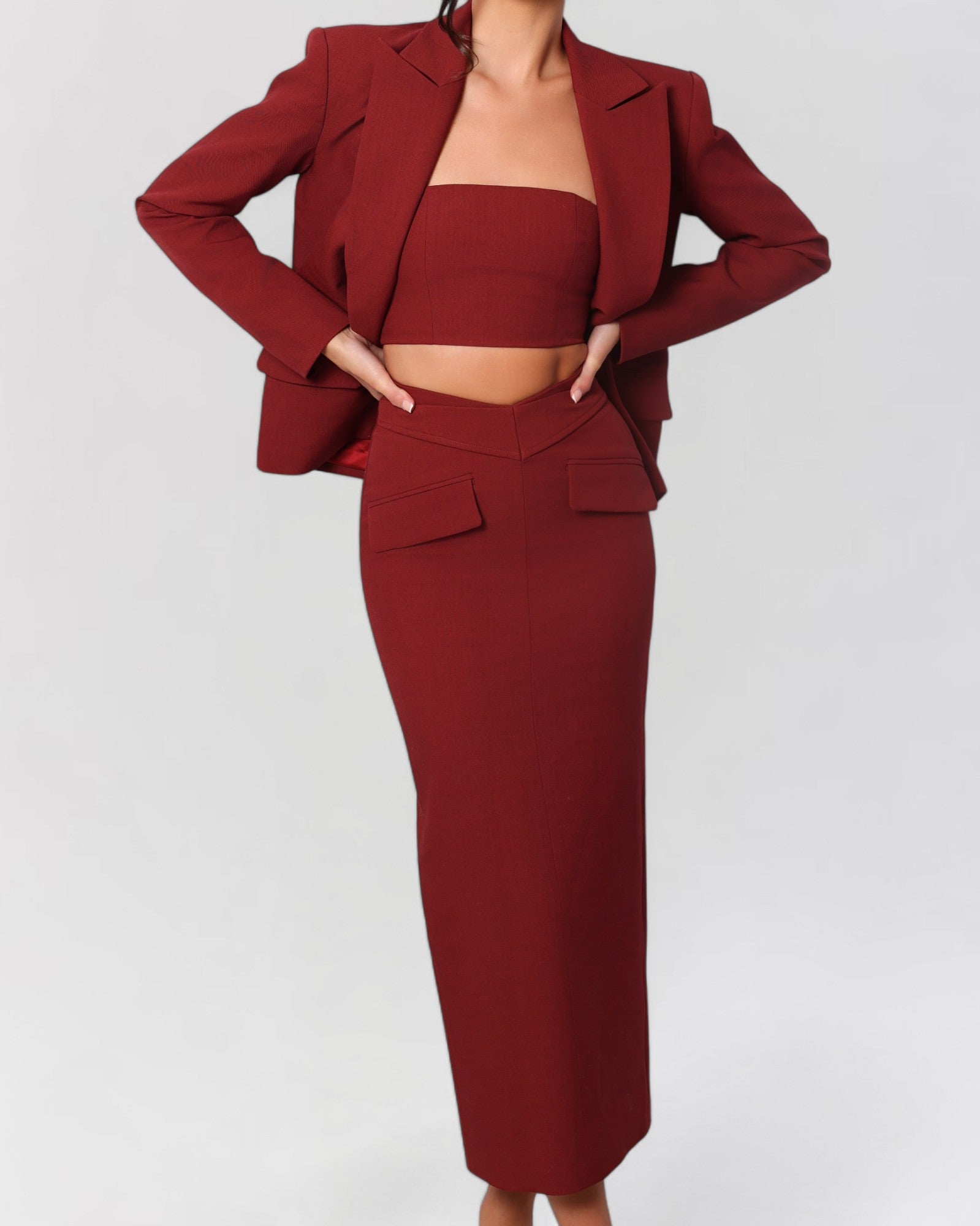 Wine red blazer jacket