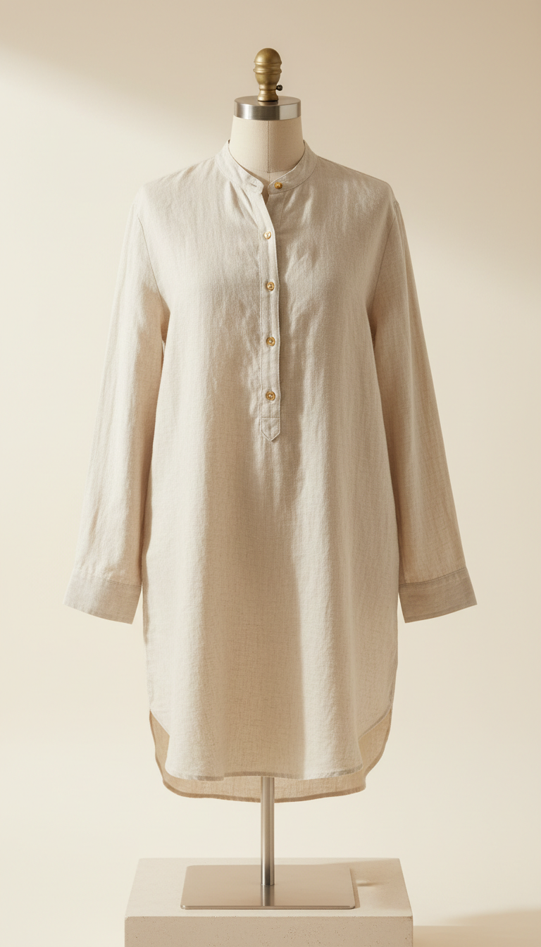 Linen Sleep Shirt in Pebble Gray