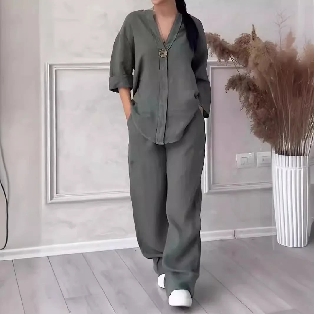 Lina Breeze™ – 2-Delige Katoen-Linnen Set
