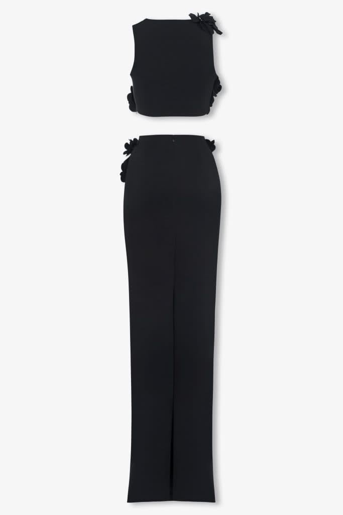 Black petal maxi skirt